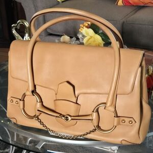 GUCCI Horsebit Shoulder Bag Leather